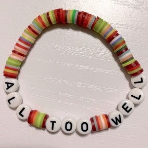 Taylor Swift ALL TOO WELL Friendship Bracelet Eras Tour Song Title Lyrics Beaded